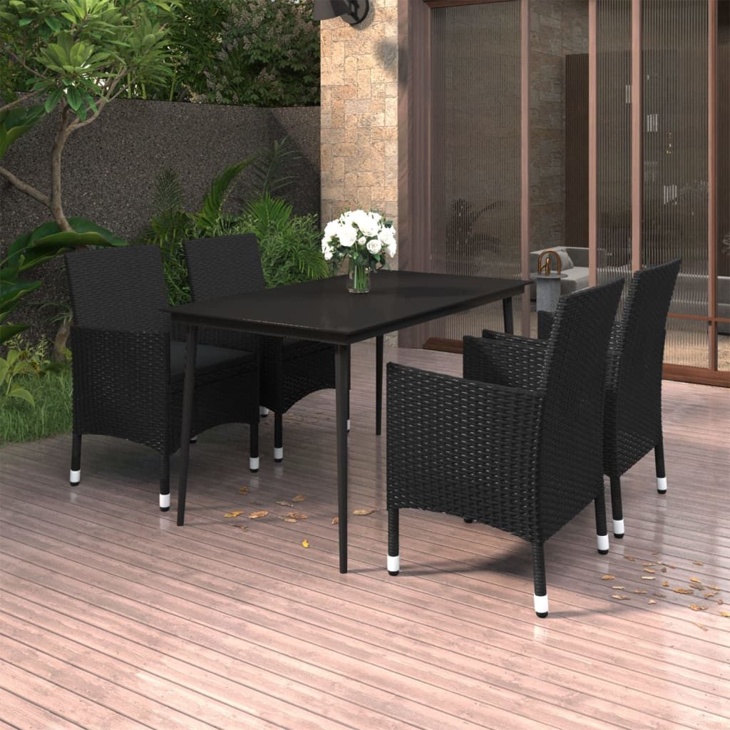 Garten-Essgruppe 140 cm Tischlnge 5-tlg Garten-Essgruppe mit Auflagen Polyrattan und Gl
