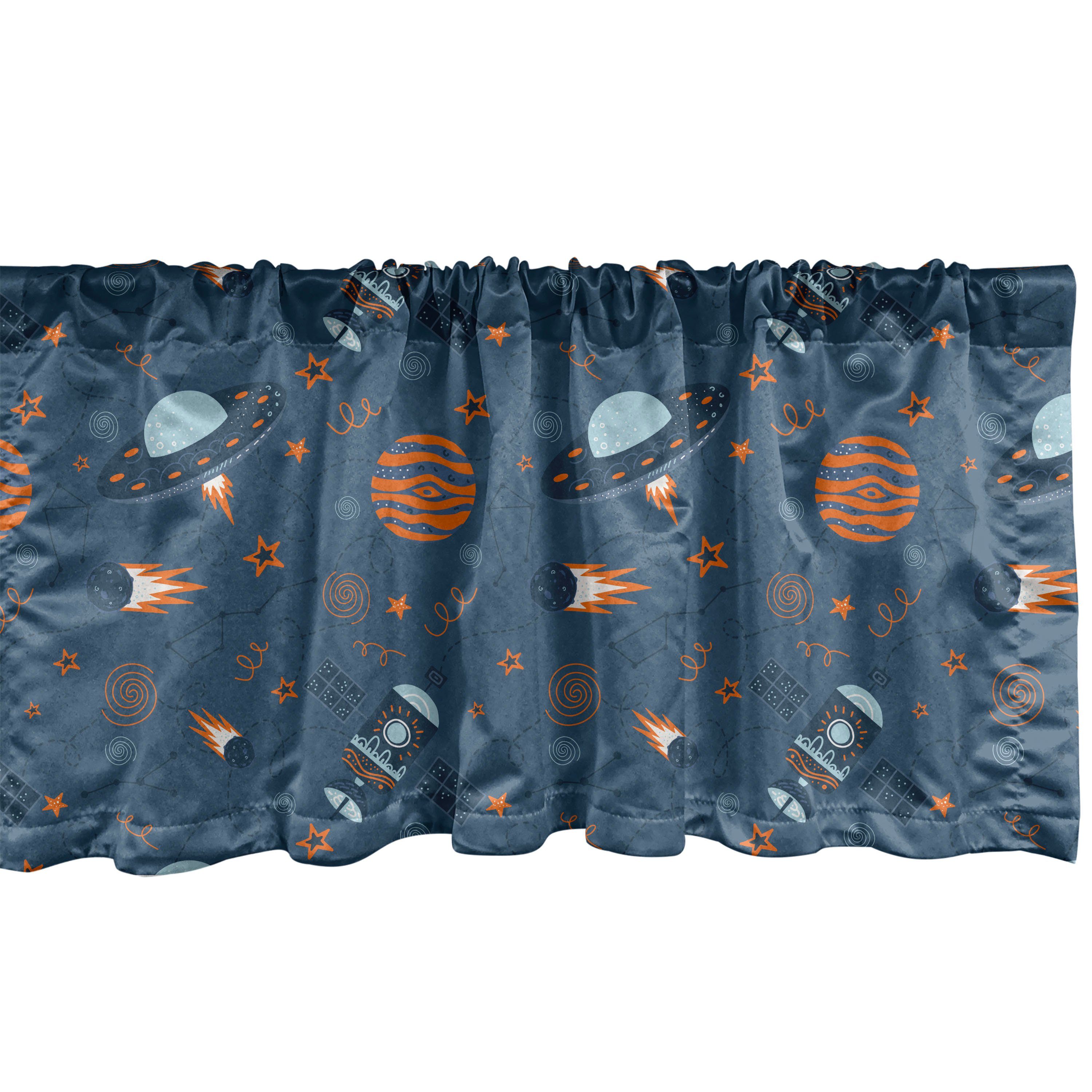 Scheibengardine Vorhang Volant für Küche Schlafzimmer Dekor mit Stangentasche, Abakuhaus, Microfaser, Ausländer Satelliten-Sterne Space Theme