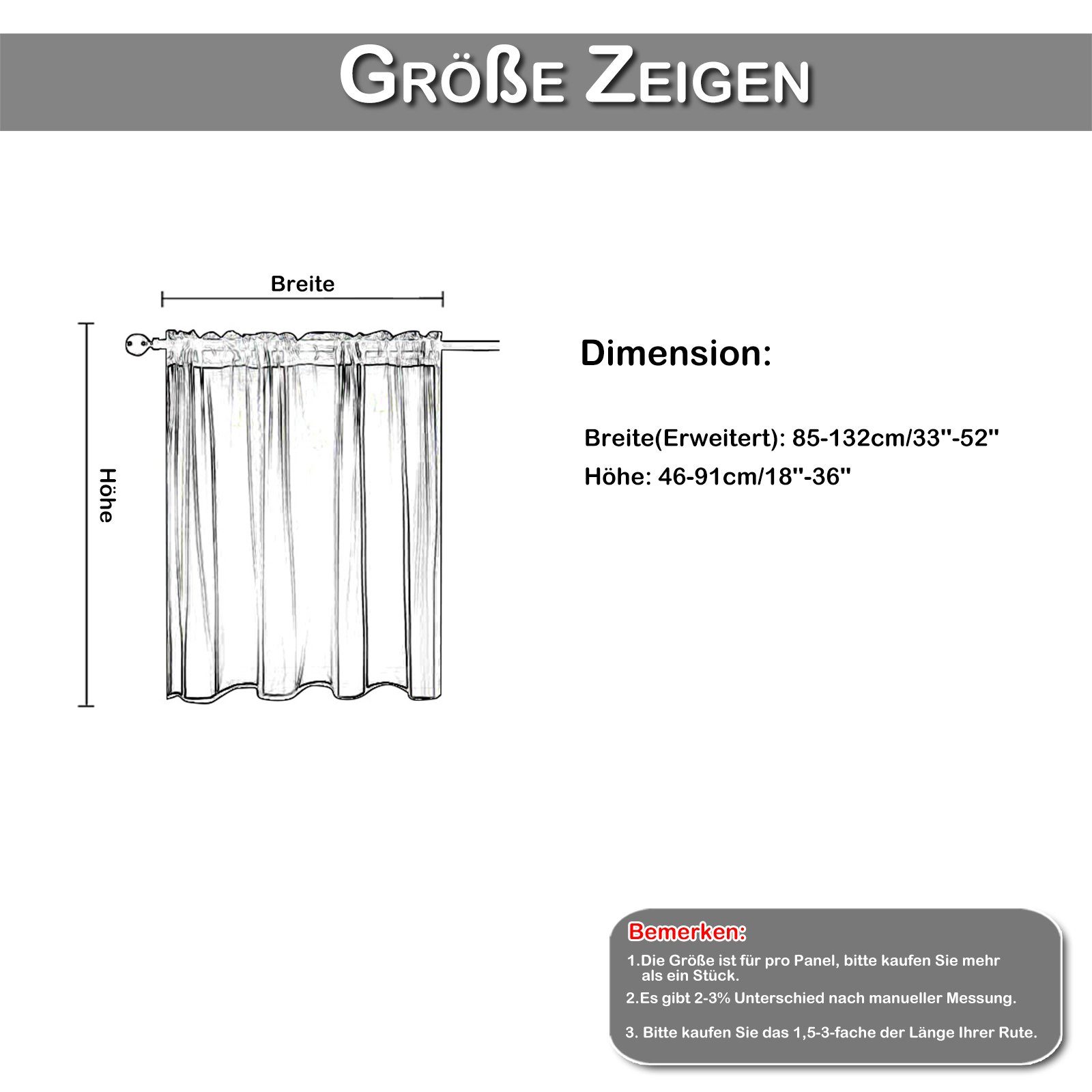 2 (2 Wohnzimmer mit Schlafzimmer, Grau BTTO, Vorhang,Kurzer Stangendurchzug,Bistrogardine, Verdunkelnd, für Stück St), Lichtschutz, Küchen Balkon Scheibengardine Blickdicht Vorhang