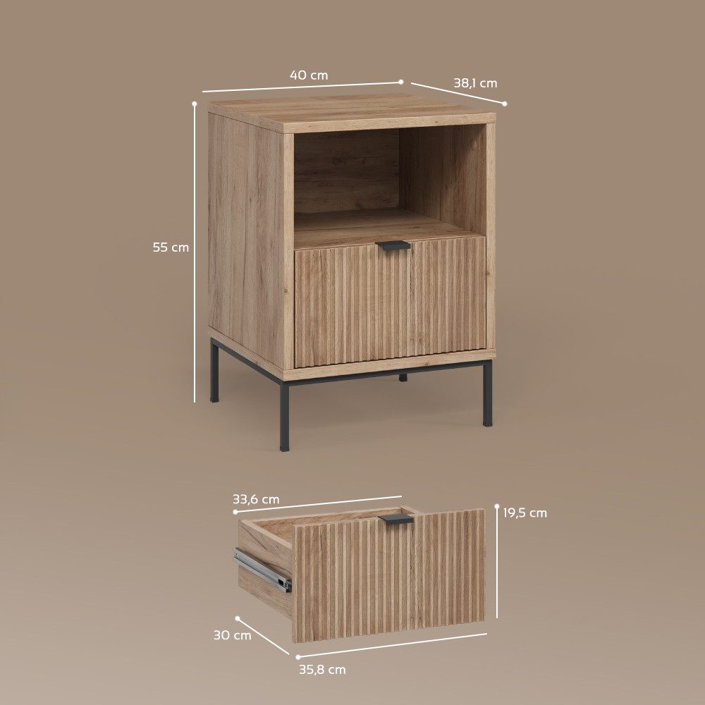 Livinity® Nachtschrank Aterno, Viking Oak, 2er Set (2-St)