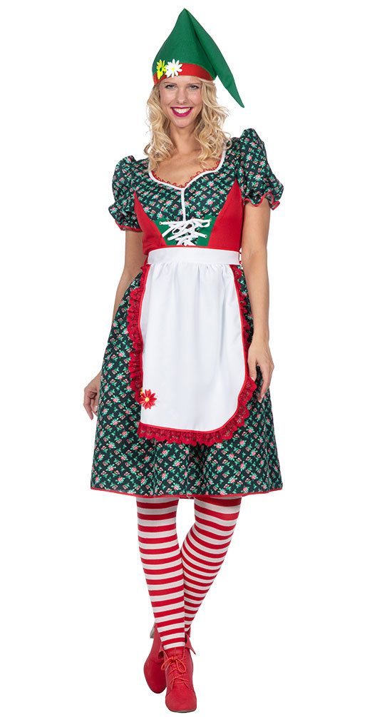 Karneval-Klamotten Kostüm Damen Zwergenkostüm Plus Size Gartenzwerg lang rot, Zwerg Zwergin Frauenkostüm Wichtel Märchen Erwachsene große Größen