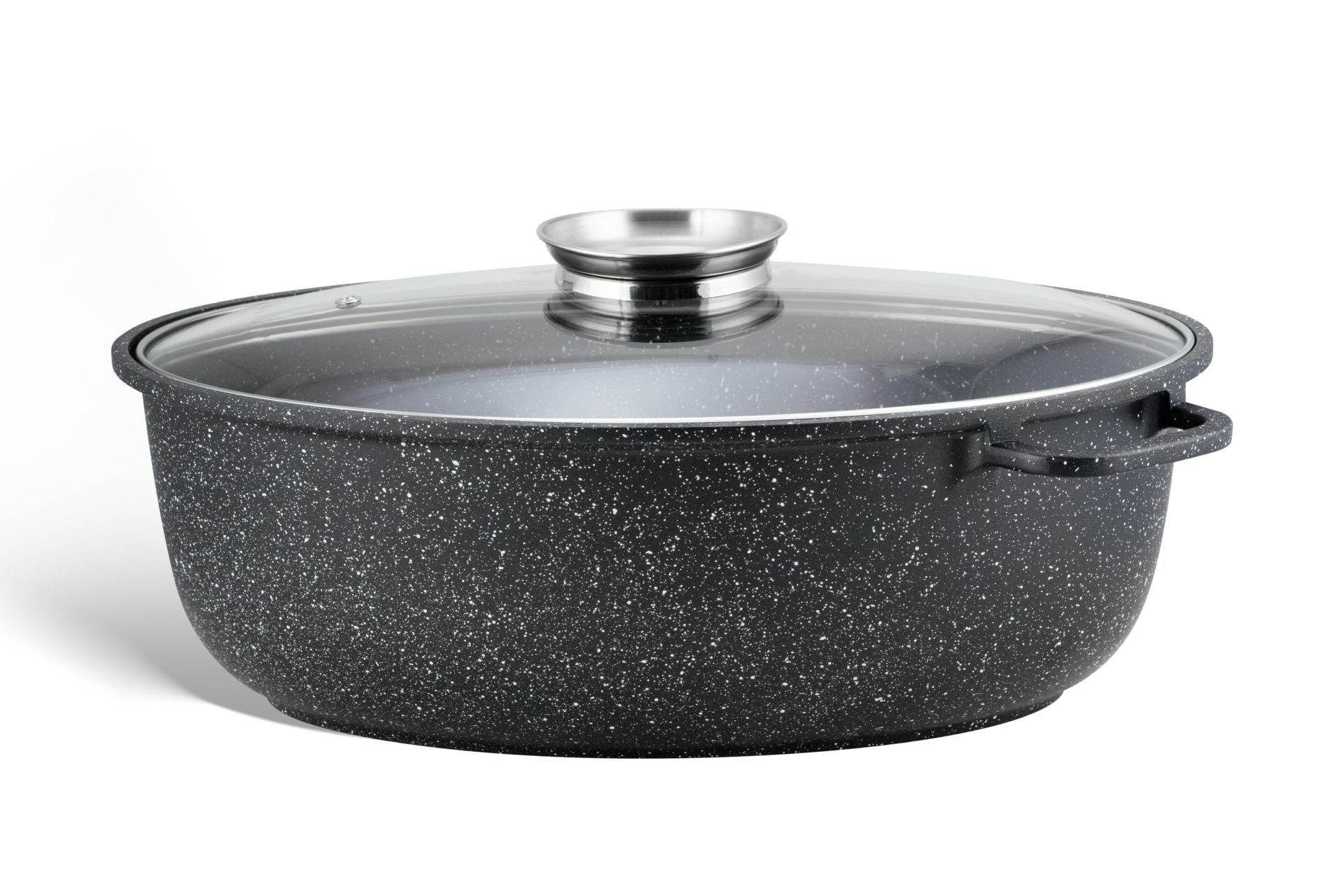 Edenberg Bräter Aluguss Bräter 8L Alugussbräter, Glasdeckel, Gänsepfanne, Gans Ente, Aluminium, Keramik (2-tlg., Zeitloses Design des Topfsets. Eine ideale Geschenkidee)