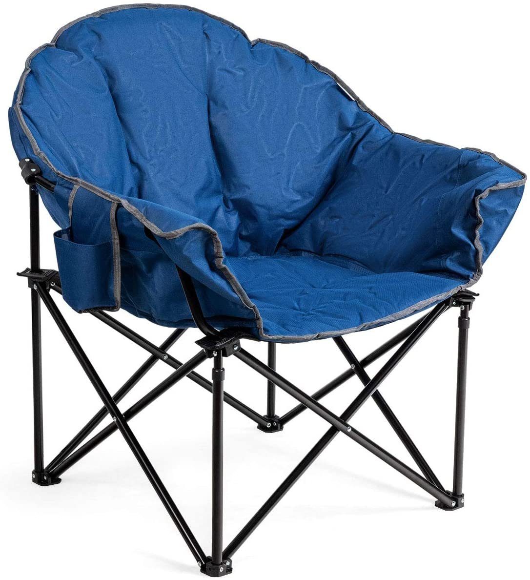COSTWAY Campingstuhl, Moon Chair mit Becherhalter, klappbar, rund