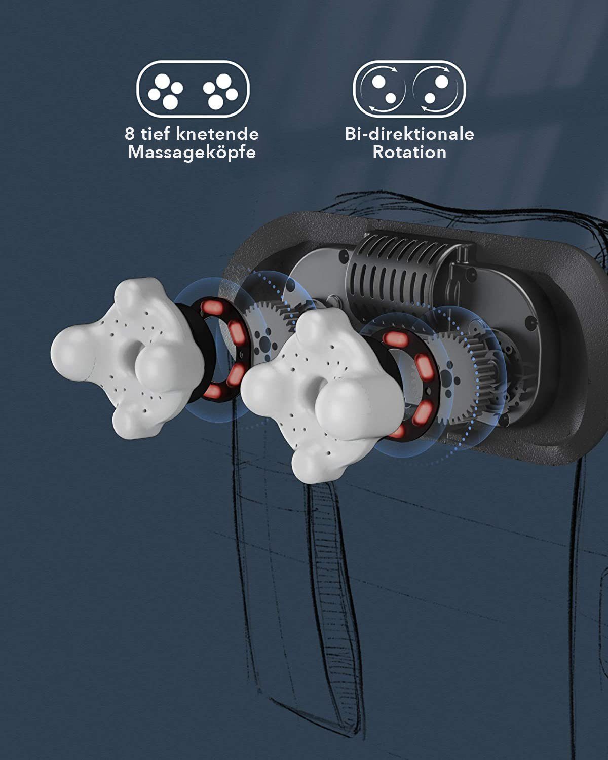 NAIPO Shiatsu-Massagegerät mit Wärme für Nacken Rücken Schulter, Geschenk für Frauen Männer Freunde Familie