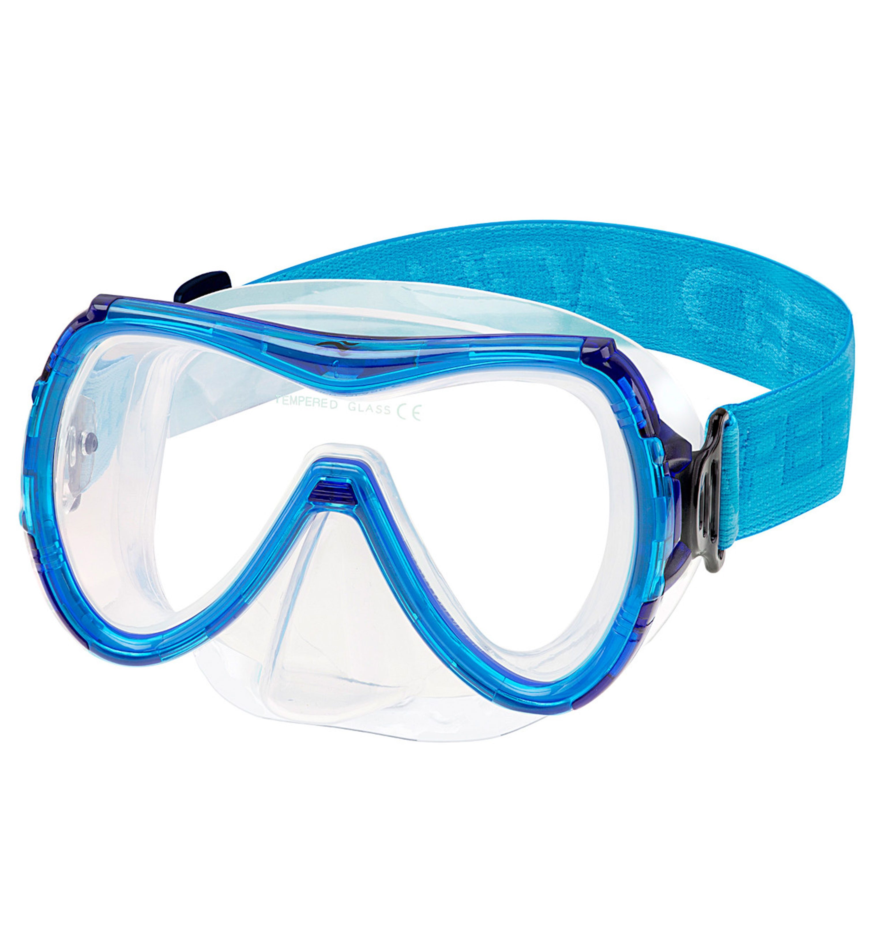 Aqua Speed Schnorchel RAY FS Tauchmaske mit Stoff-Kopfband für Erwachsene / Jugendliche (Einzel Schwimmmaske mit gehärtetem Glas), Taucherbrille Stoffband Einzellinse