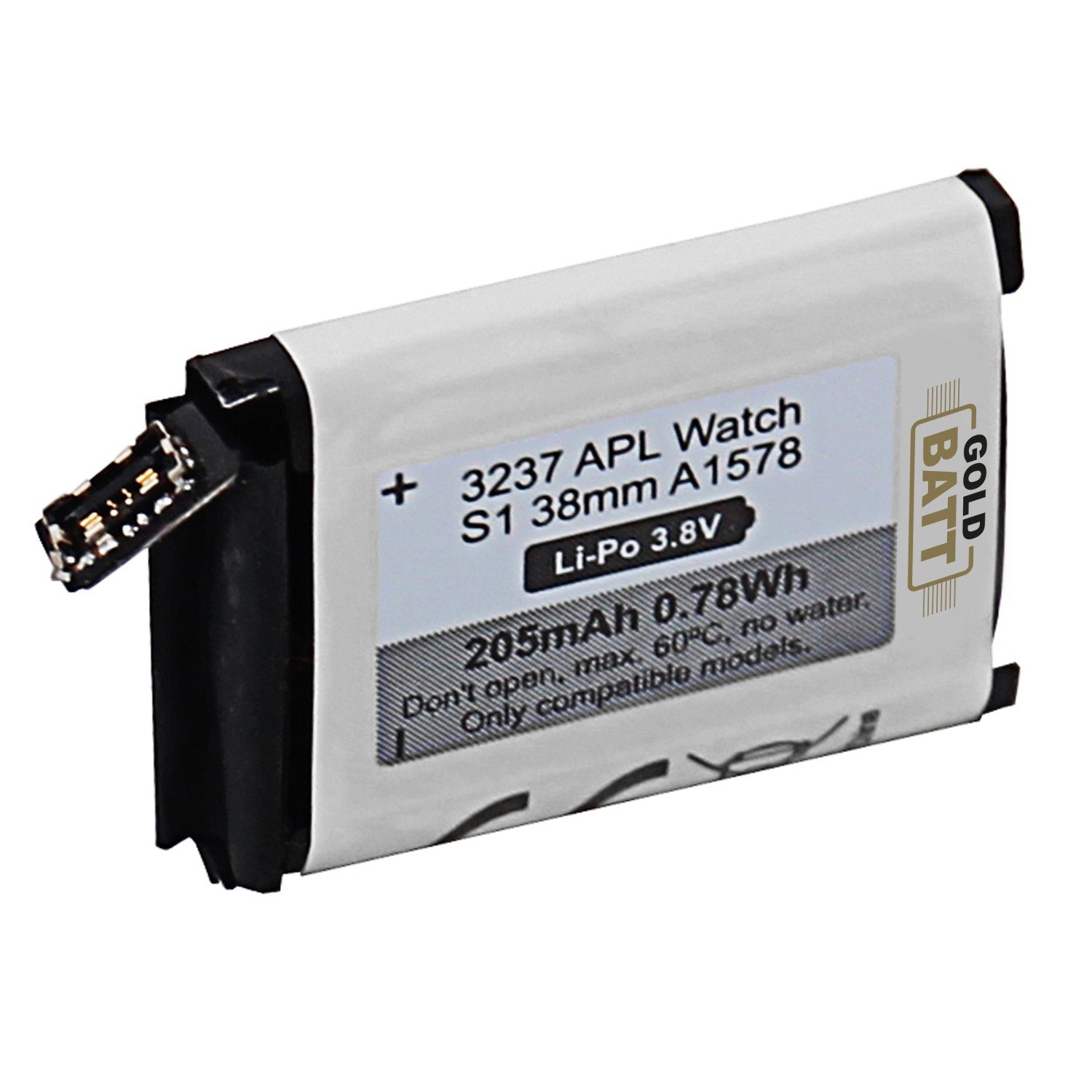 GOLDBATT Akku A1578 kompatibel mit Apple Watch passend für Serie 1 / 38 mm Akku Ersatzakku Akku 205 mAh (3,8 V, 1 St), optimale Passgenauigkeit
