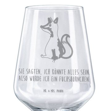 Mr. & Mrs. Panda Rotweinglas Einhorn Fuchs - Transparent - Geschenk, Fuchshörnchen, Füchse, Gesche, Premium Glas, Stilvolle Gravur