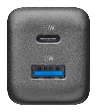 Cellularline USB Charger Multipower Micro 30W GaN 2 Ports PD USB-Ladegerät (Ladegerät Lader für Samsung Galaxy, Apple iPhone, Google Pixel)