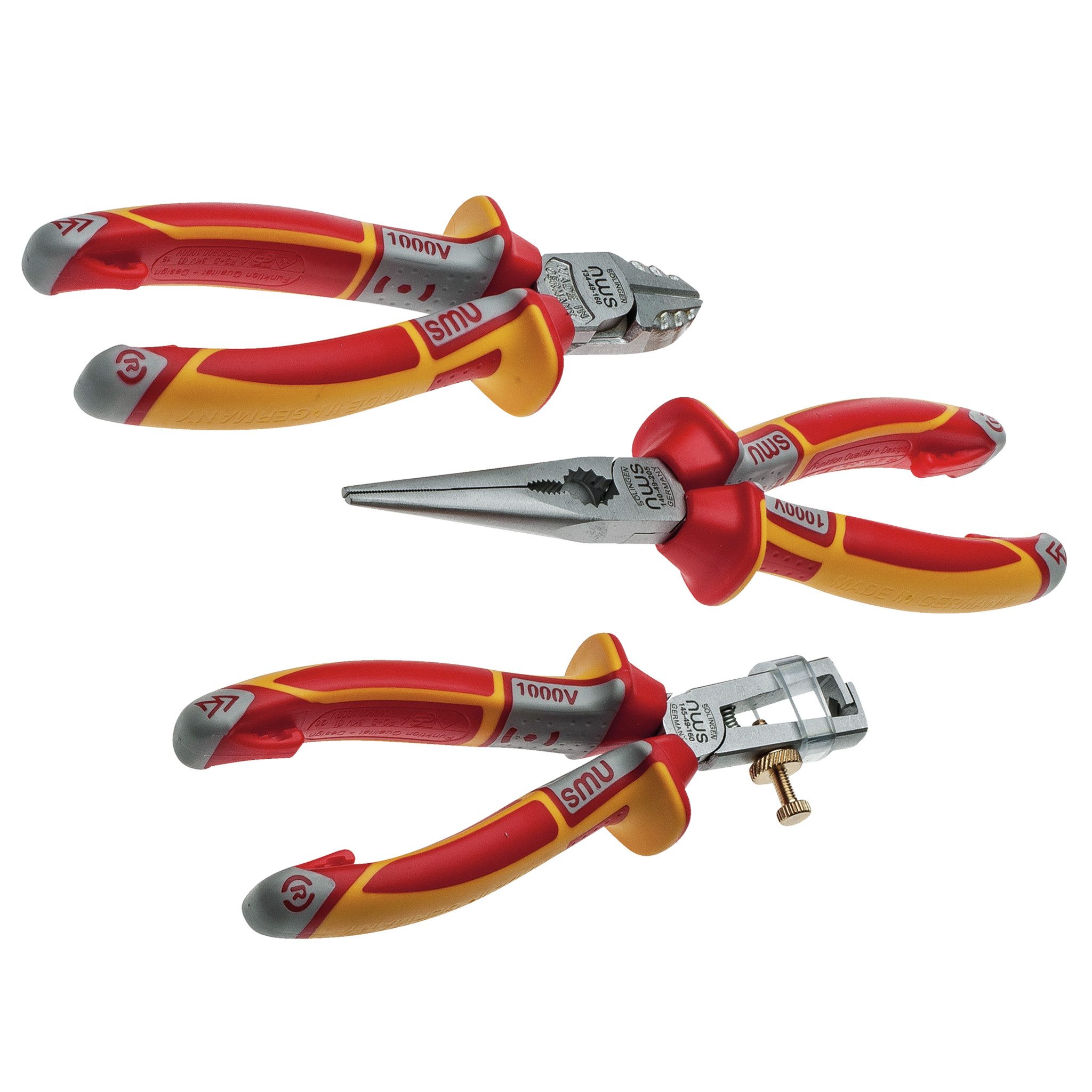 NWS Zangenset NWS VDE Zangen-Set 3 tlg., Seiten-Flachrund-Abiso, Typ 776, 3-tlg., Isolierung nach DIN EN/IEC 60900