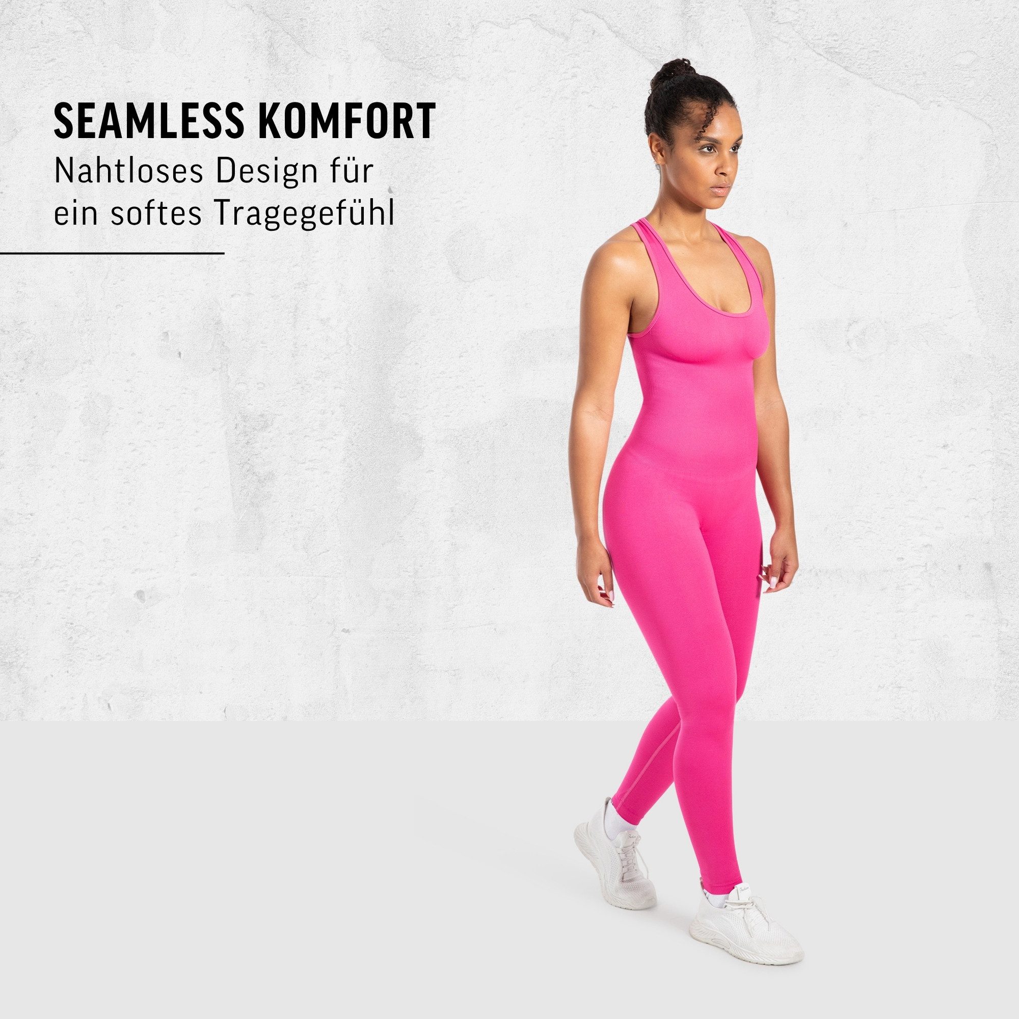 Smilodox Jumpsuit Elsie, Seamless Einteiler, Racerback, Ganzkörperanzug figurformend Sportanzug geripptes Material, Overall atmungsaktiv, Workout Yoga