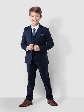 Melli-Trends Kinderanzug Luxuriöser Jungen Anzug, Kommunionanzug, 6-teilig, in Dunkelblau (Sakko, Weste, Hemd, Hose, Krawatte und Einstecktuch) festlich, elegant