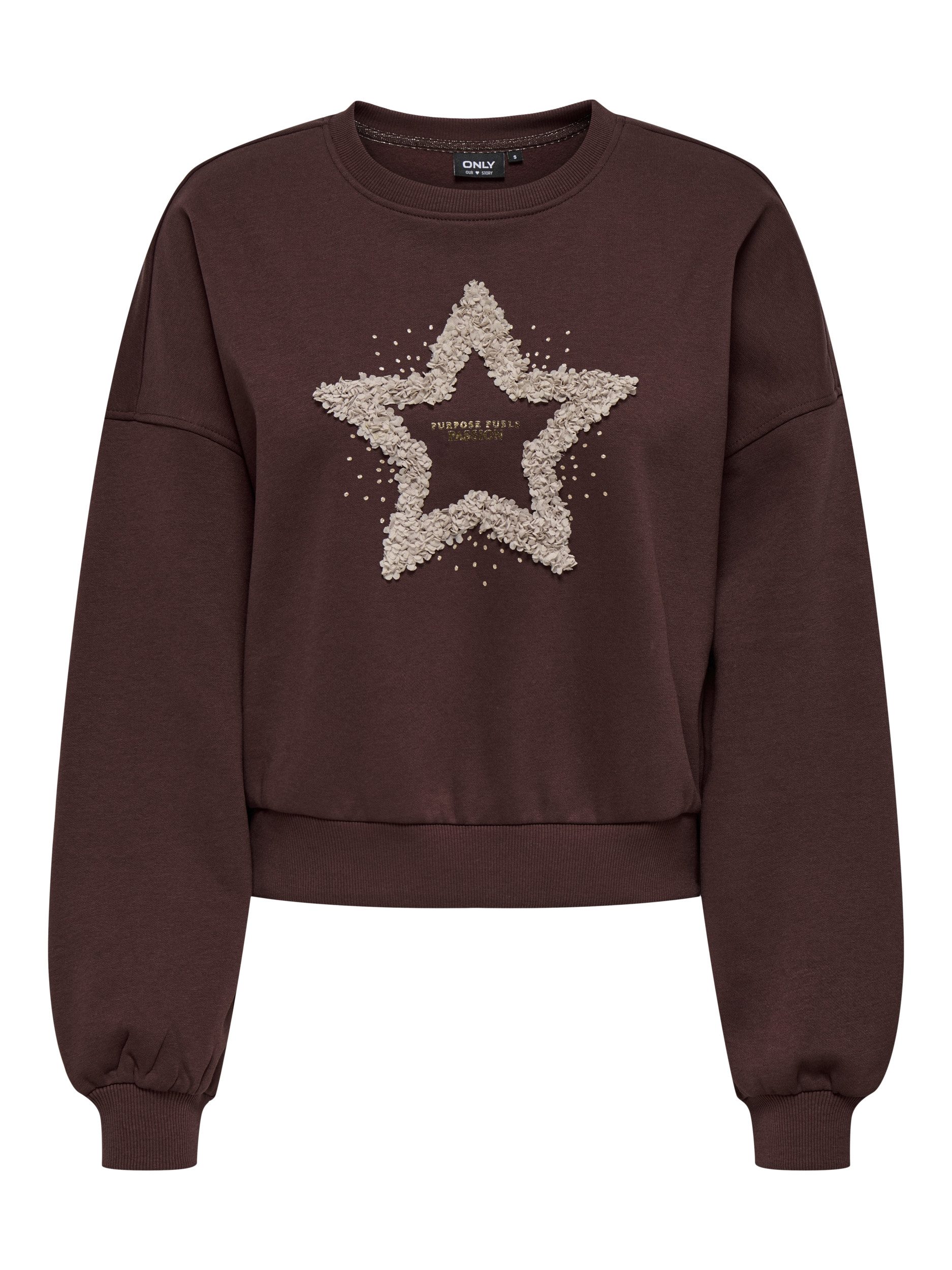 ONLY Sweatjacke ONLKIARA L/S O-NECK CHIFFON MIX SWT