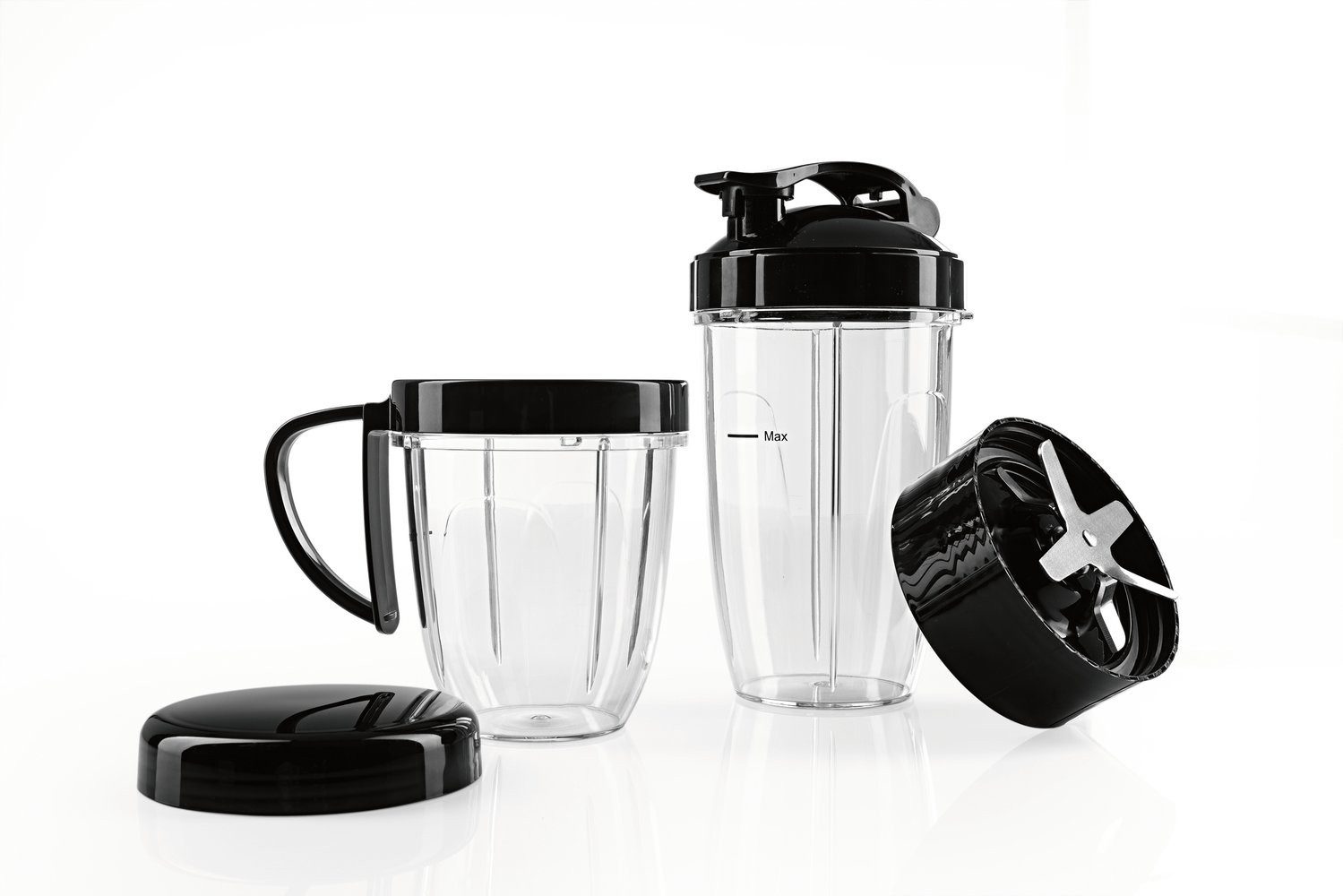GOURMETmaxx Küchenmaschinen Zubehör-Set Zubehör-Set L 6-tlg. schwarz für Nutrition Mixer, für Nutrition Mixer umfangreich 6-fach-Präzisionsklinge To-Go