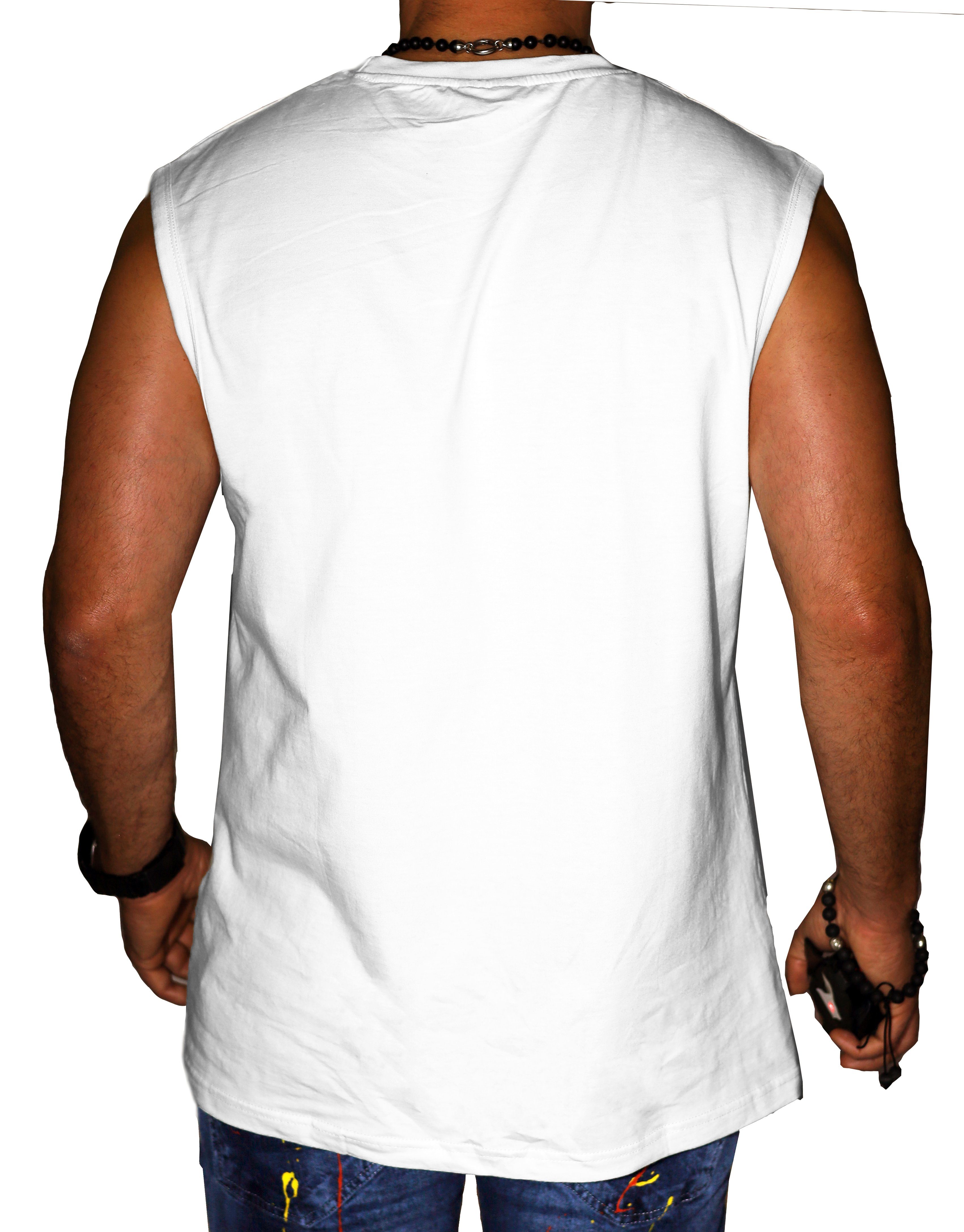 RMK Unterhemd Muscleshirt Unterhemd Ärmellos Farben Baumwolle, Tanktop Rundhalsausschnitt mit Weiß Shirt aus Uni 3er-Set) (Packung, reiner