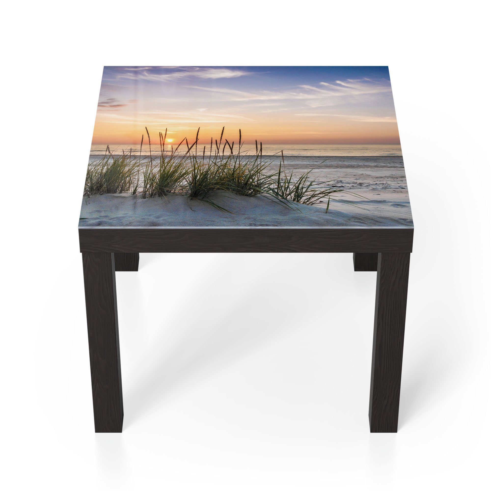 DEQORI Couchtisch 'Sonnenuntergang am Strand', Glas Beistelltisch Glastisch modern Schwarz