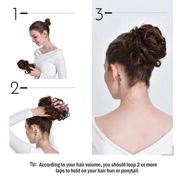 Henreal Kunsthaar-Extension Haarteil Haargummi Hochsteckfrisuren, für Frauen,Haarverlängerung