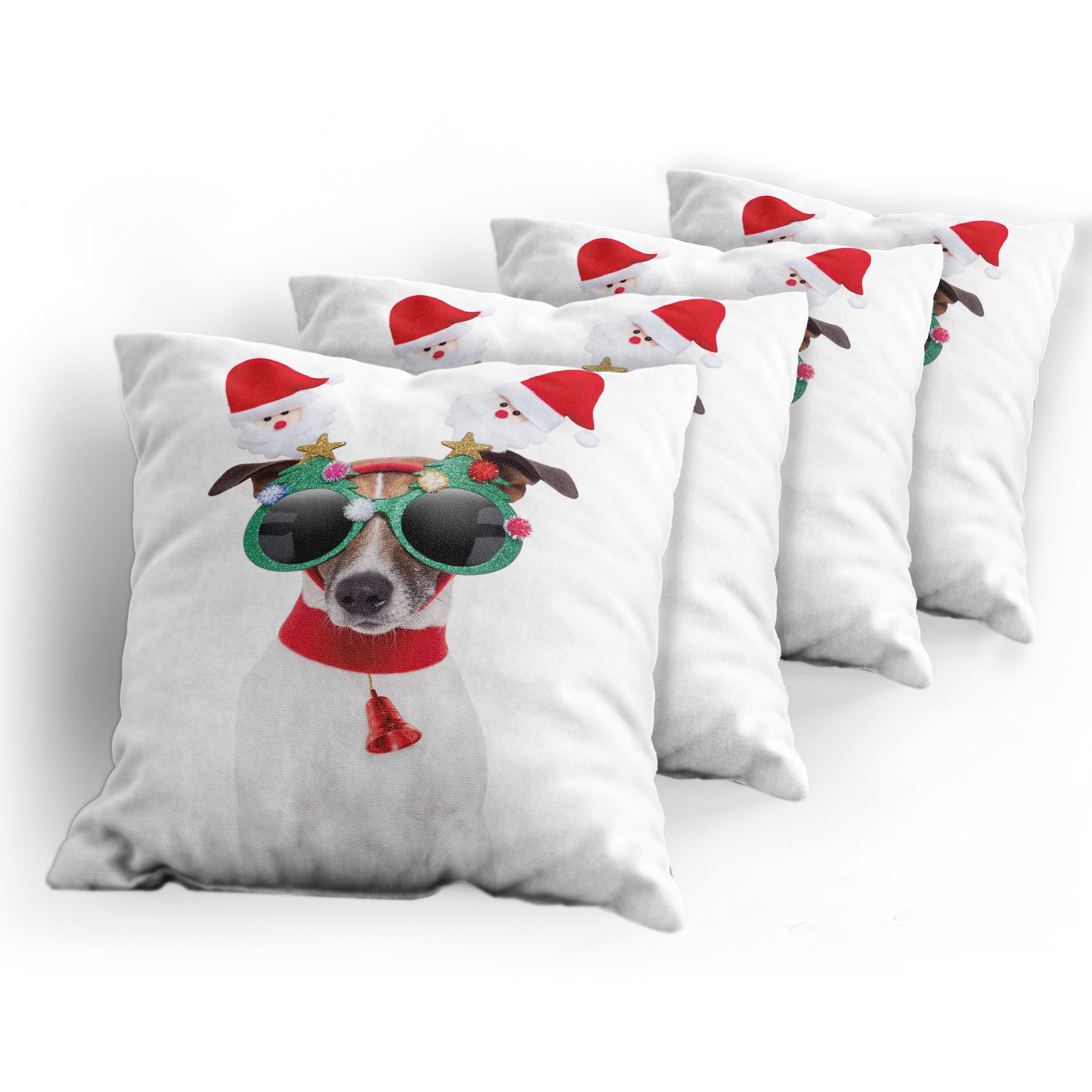 Kissenbezüge Modern Lustige Doppelseitiger Accent Abakuhaus Digitaldruck, Weihnachten Stück), (4 Hundesonnenbrillen
