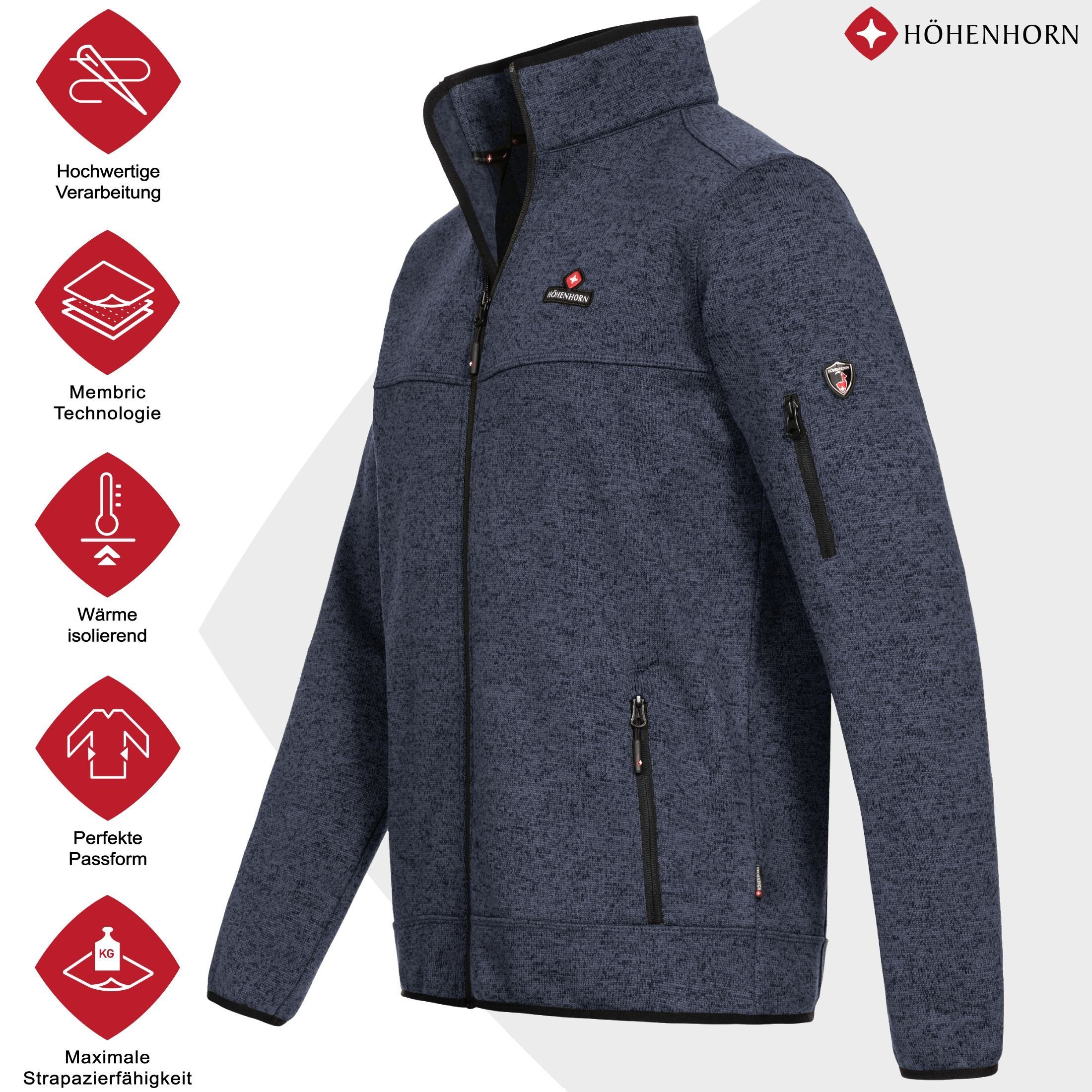 Strickjacke Fleece Outdoor Tacul Dunkelblau Strickfleecejacke Herren Höhenhorn Sweatshirt Strickfleece Jacke