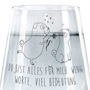 Mr. & Mrs. Panda Glas Mops Verliebt - Transparent - Geschenk, Hundemotiv, Vierbeiner, Trink, Premium Glas, Elegantes Design