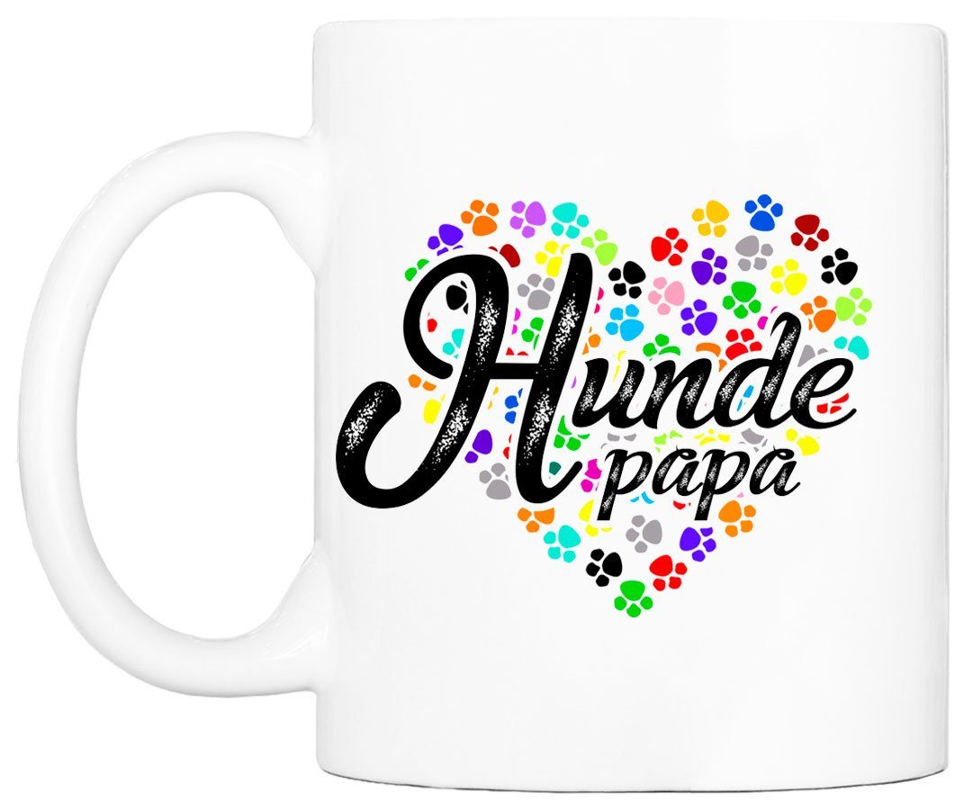 Cadouri Tasse HUNDEPAPA Tasse mit Spruch handgefertigt, für bedruckt, mit 330 Hundemotiv, beidseitig Keramik, ml Kaffeetasse - Geschenk, Hundefreunde