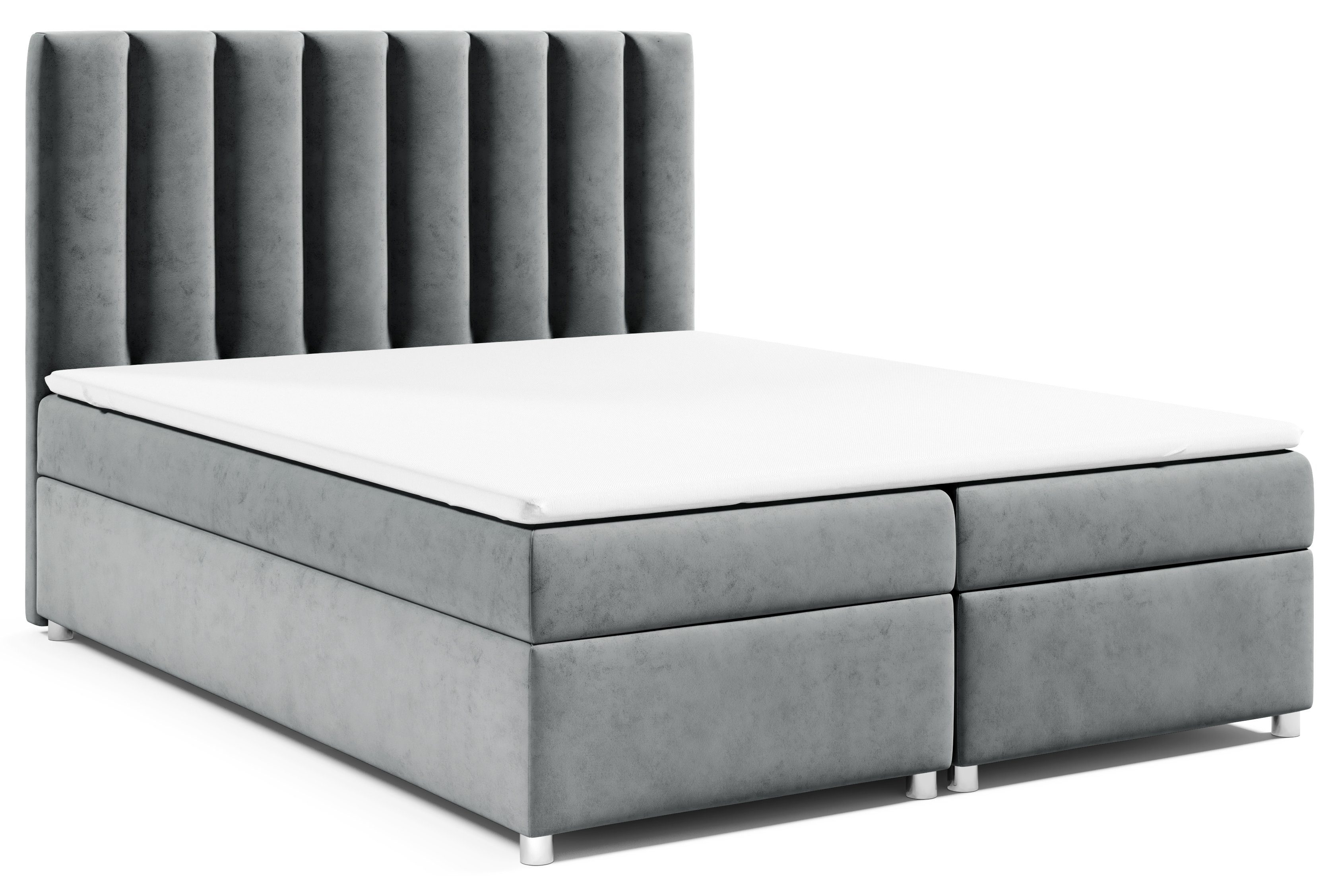 Best for Home Boxspringbett mit Bettkasten Trinity K-10 Bonellfederkern inkl. 7 cm Topper (Bonell-Matratze, gepolstertes Kopfteil, Doppelbett versch. Größen, 140x200 160x200 180x200 200x200 cm), Handwerksqualität, TOP Preis-Leistungs-Verhältnis