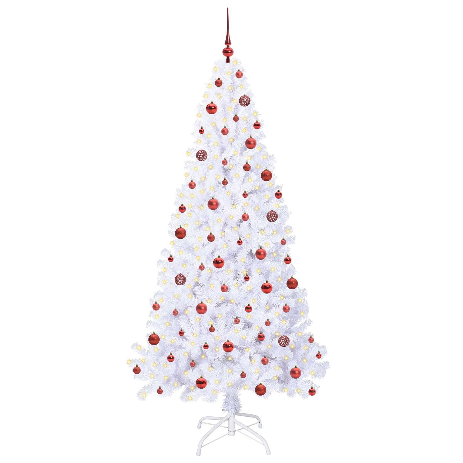 vidaXL Künstlicher Weihnachtsbaum Künstlicher Weihnachtsbaum Weiß 210 cm PVC und Stahl