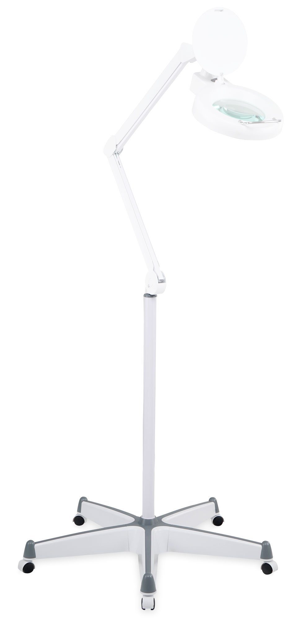 Showlite Lupenlampe LL-6085D LED Lupenleuchte, 2,25-fache Vergrößerung, LED fest integriert, Tageslichtweiß, 8W 5 Dioptrien Set inkl. Rollenstativ und Tischklemme