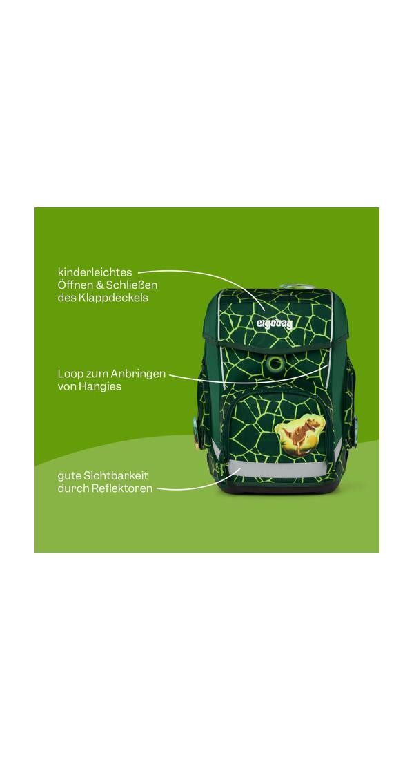 ergobag Schulranzen cubo Set (5-tlg., 5-teiliges Set), größenverstellbares Rückensystem