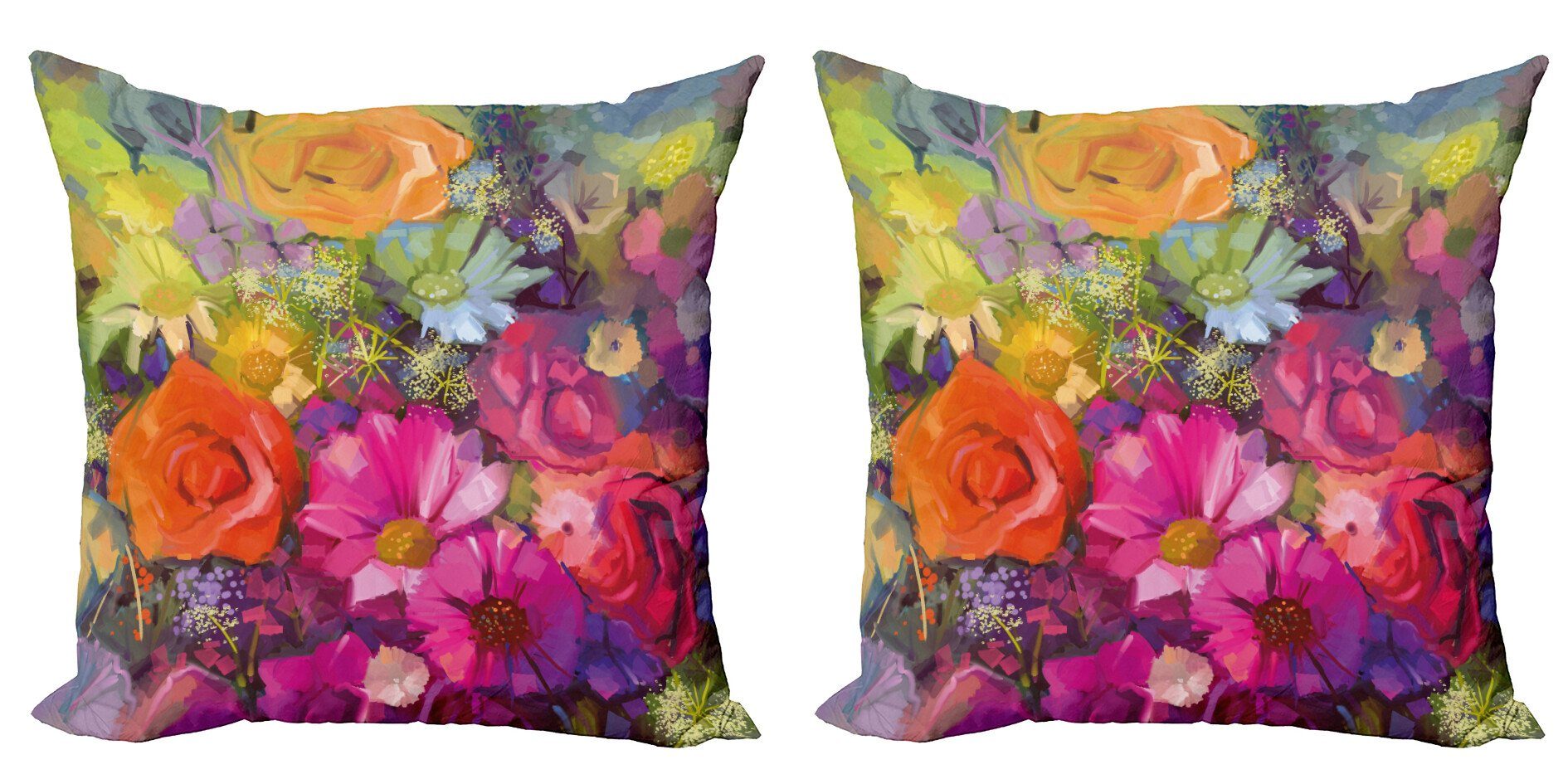 Kissenbezüge Modern Accent Doppelseitiger Digitaldruck, Abakuhaus (2 Stück), Blumen Gänseblümchen Peony Gerbera