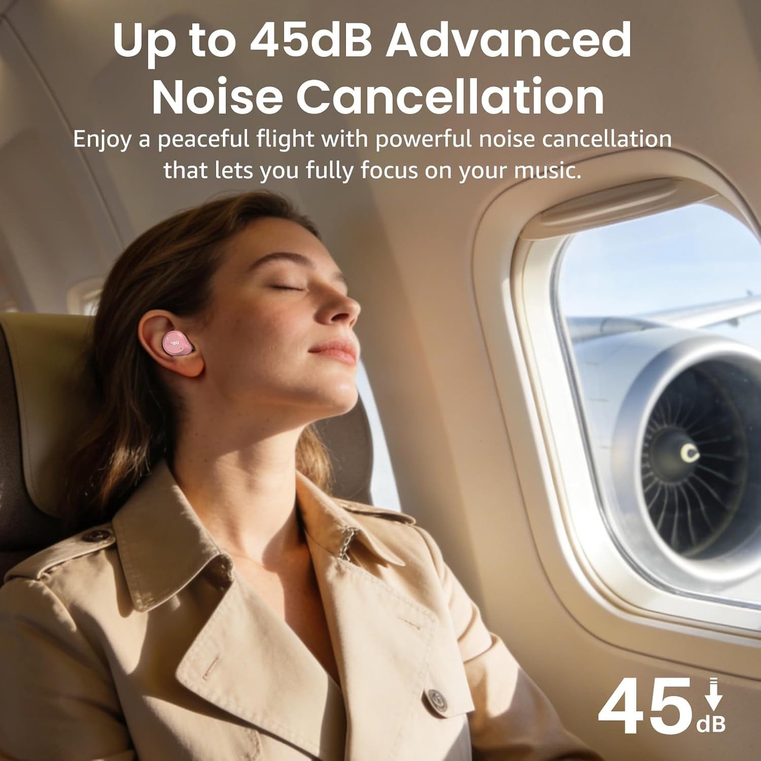 TOZO Bluetooth ANC 45dB Noise Cancelling, 60h Akku, IPX8 In-Ear-Kopfhörer (Sechs integrierte Mikrofone mit ENC Technologie garantieren kristallklare Anrufe selbst in lauten Umgebungen, Kabellose Audio mit 6 Mikrofonen ENC, Tiefbass, App EQ Modi)