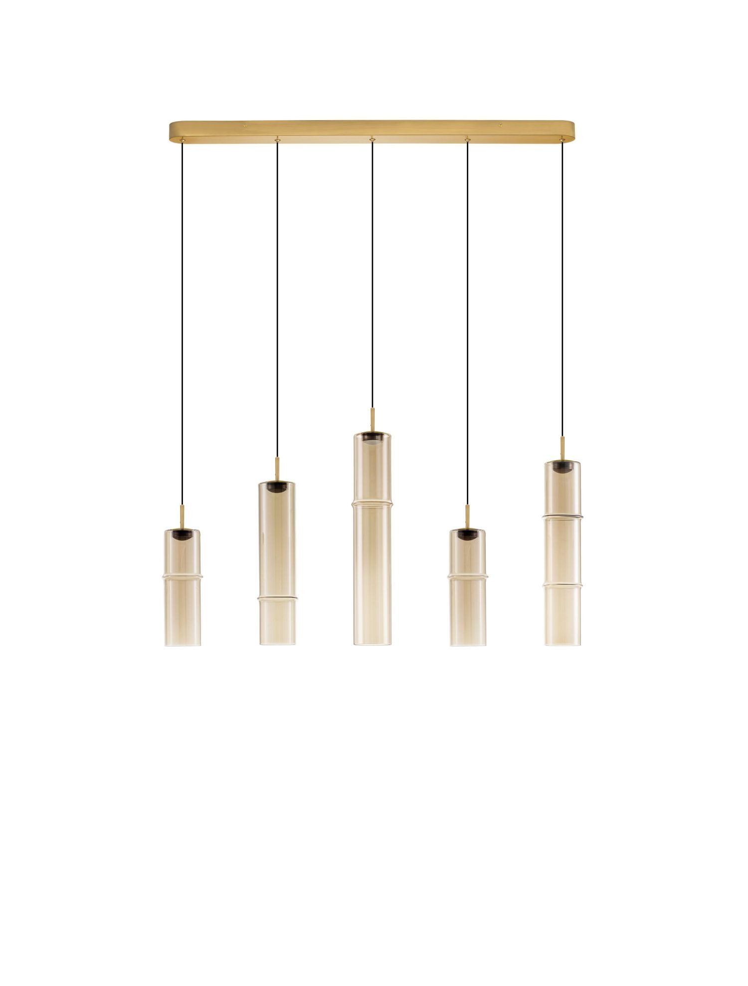 Licht-Erlebnisse Pendelleuchte RALEIGH, LED fest integriert, Warmweiß, LED Hängeleuchte dimmbar in Gold Cognac 94 cm lang warmweiß 3000 K