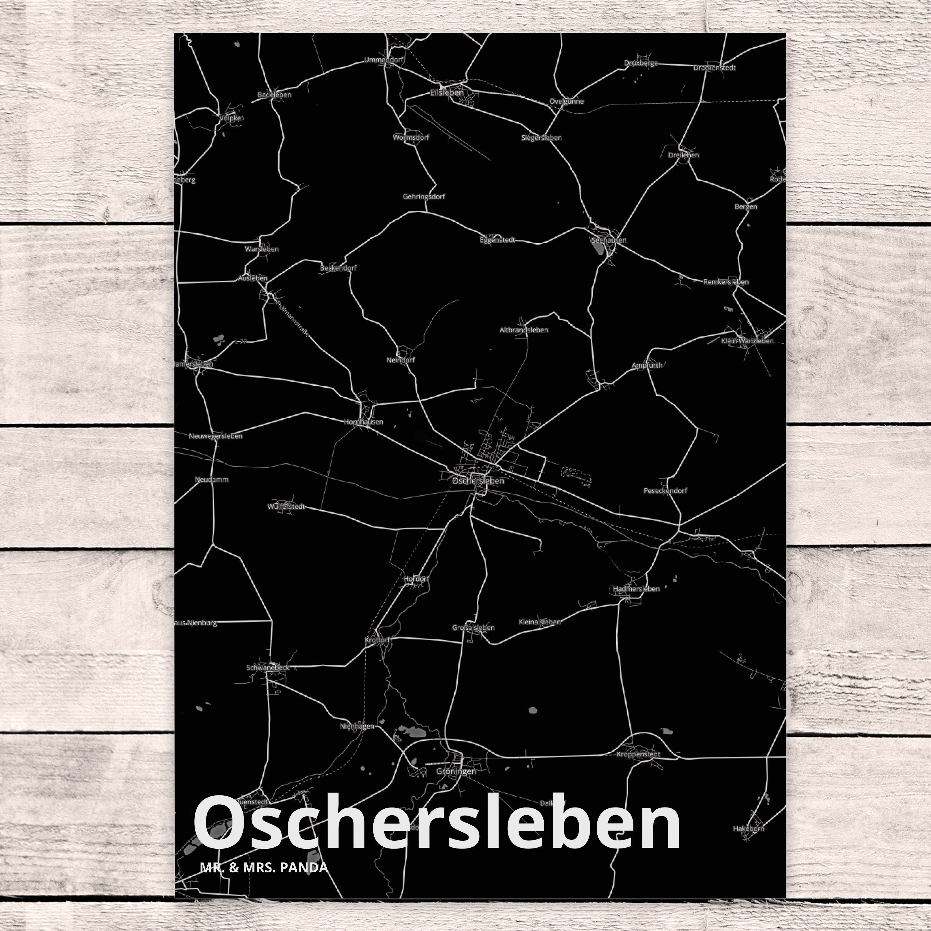 Mrs. & Städte, Postkarte Oschersleben Kar Panda - Mr. Geschenk, Geschenkkarte, Geburtstagskarte,