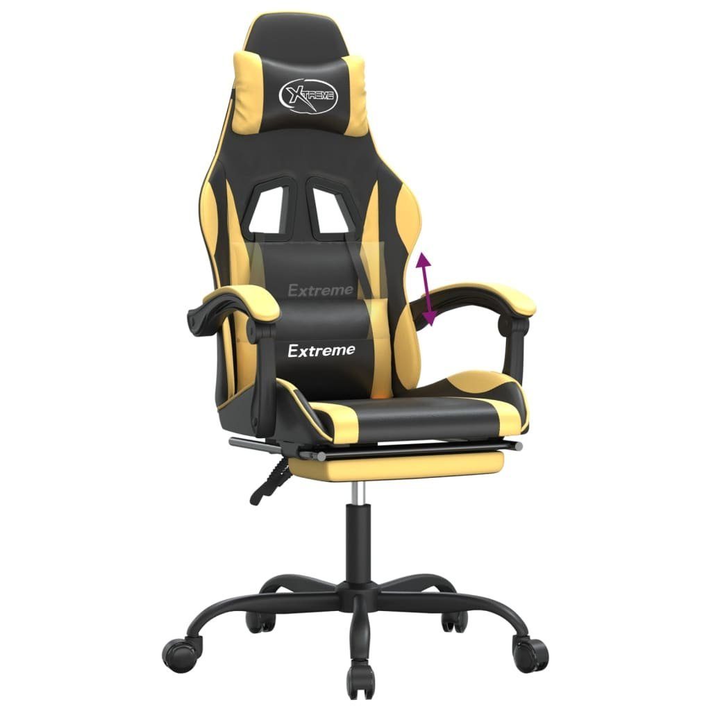 vidaXL Bürostuhl Gaming-Stuhl mit Fußstütze und Golden Kunstleder Schwarz