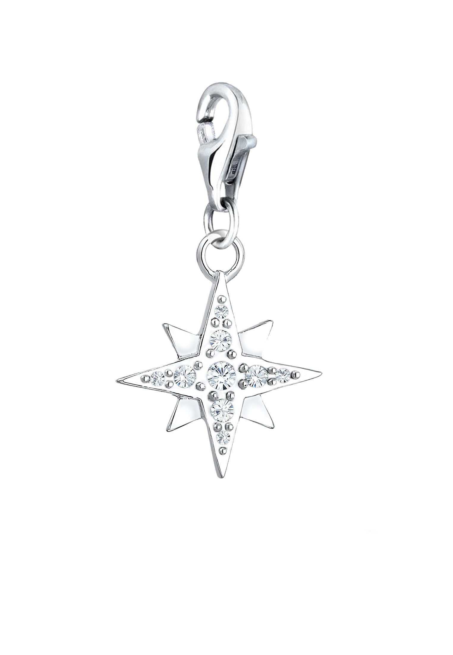 Nenalina Charm-Einhänger Stern Astro Basic 925 Silber, mit Kristallen von Swarovski®, Sterne