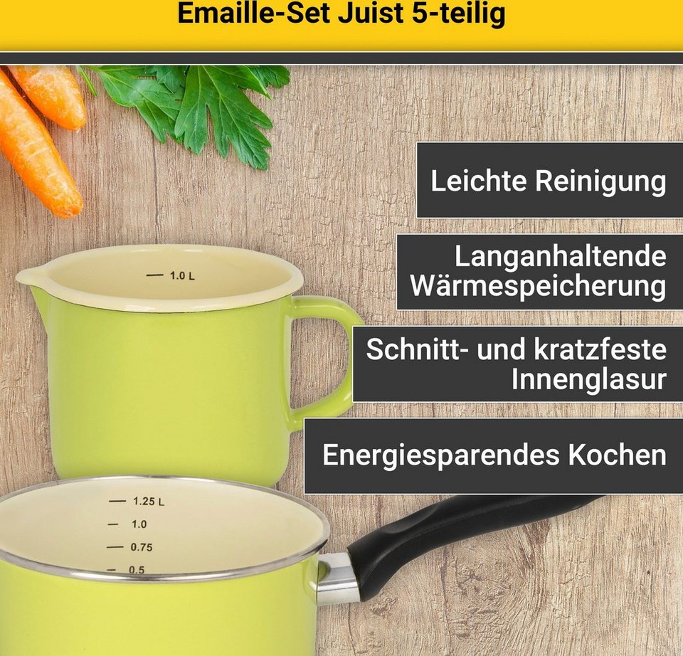 Krüger Topf-Set Juist, Emaille (Set, 8-tlg), Induktion