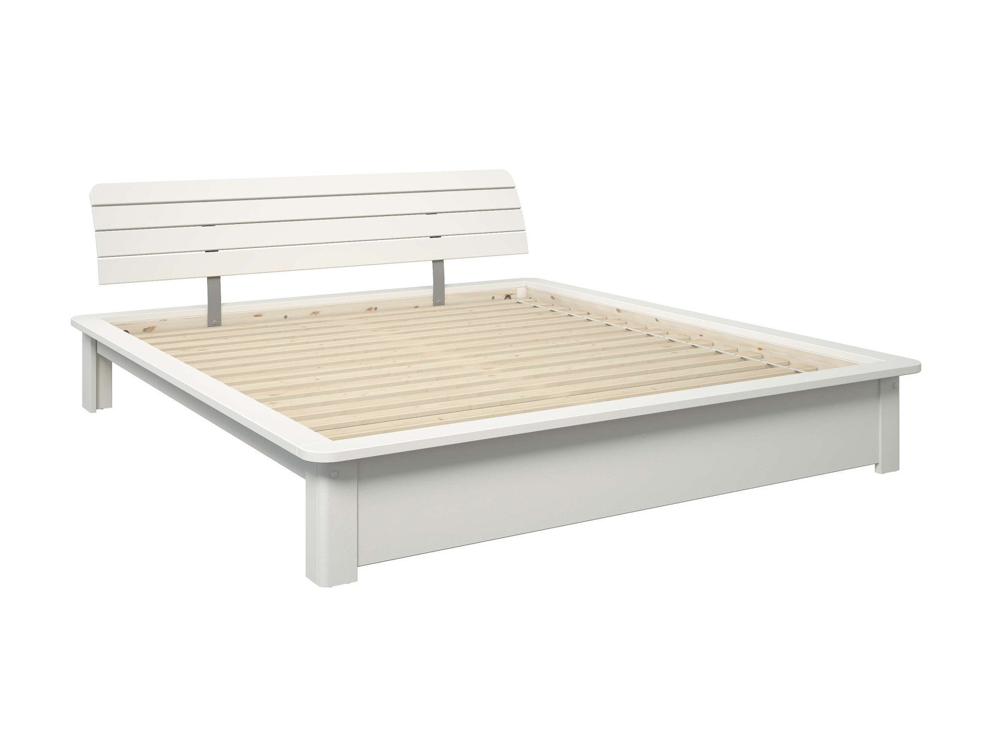 Home affaire Massivholzbett Antri, Futonbett, ergonomisch geformtes Kopfteil, stilvolles Design, Rahmen zur Ablage von Smartphone, mit Lattenrost, Bettkasten optional