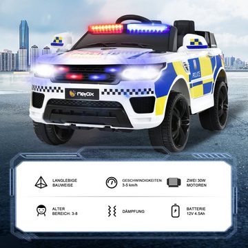 Merax Elektro-Kinderauto mit USB, AUX und Bluetooth inkl. Ferndienung, Belastbarkeit 30 kg, Elektroauto Polizei, Kinderauto