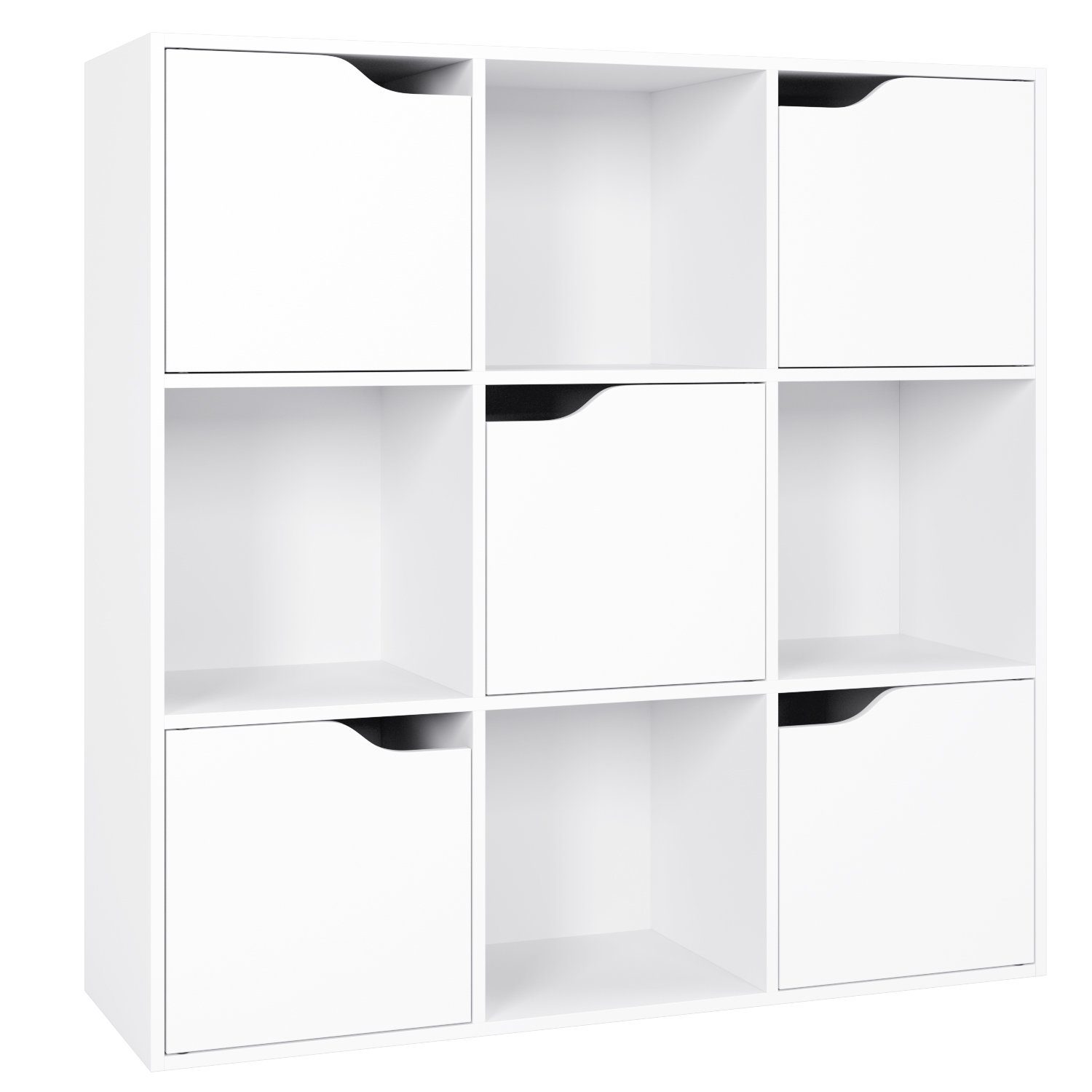 Homfa Bücherregal mit 5 Türen, Standregal, Regal Weiß aus Holz 90x29x90 cm günstig online kaufen