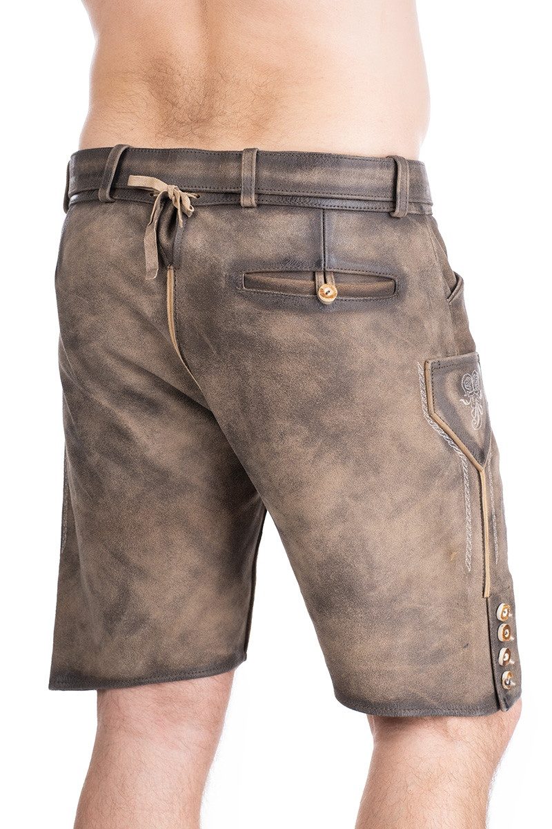 Maddox Trachtenlederhose Lederhose Herren kurz - ALTREI - kiesel