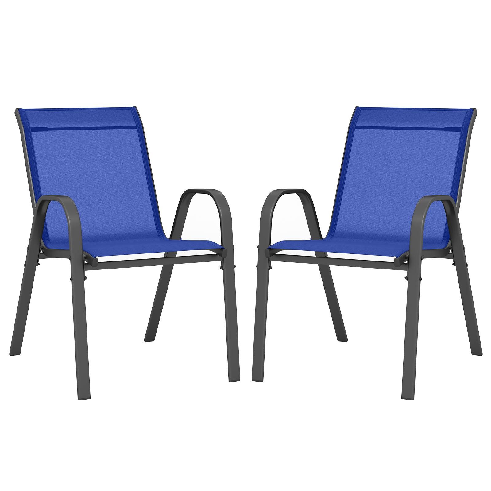 KOMFOTTEU Gartenstuhl Bistrostuhl Stapelstuhl (2 St), stapelbares Esszimmerstuhl-Set, bis 150 kg belastbar