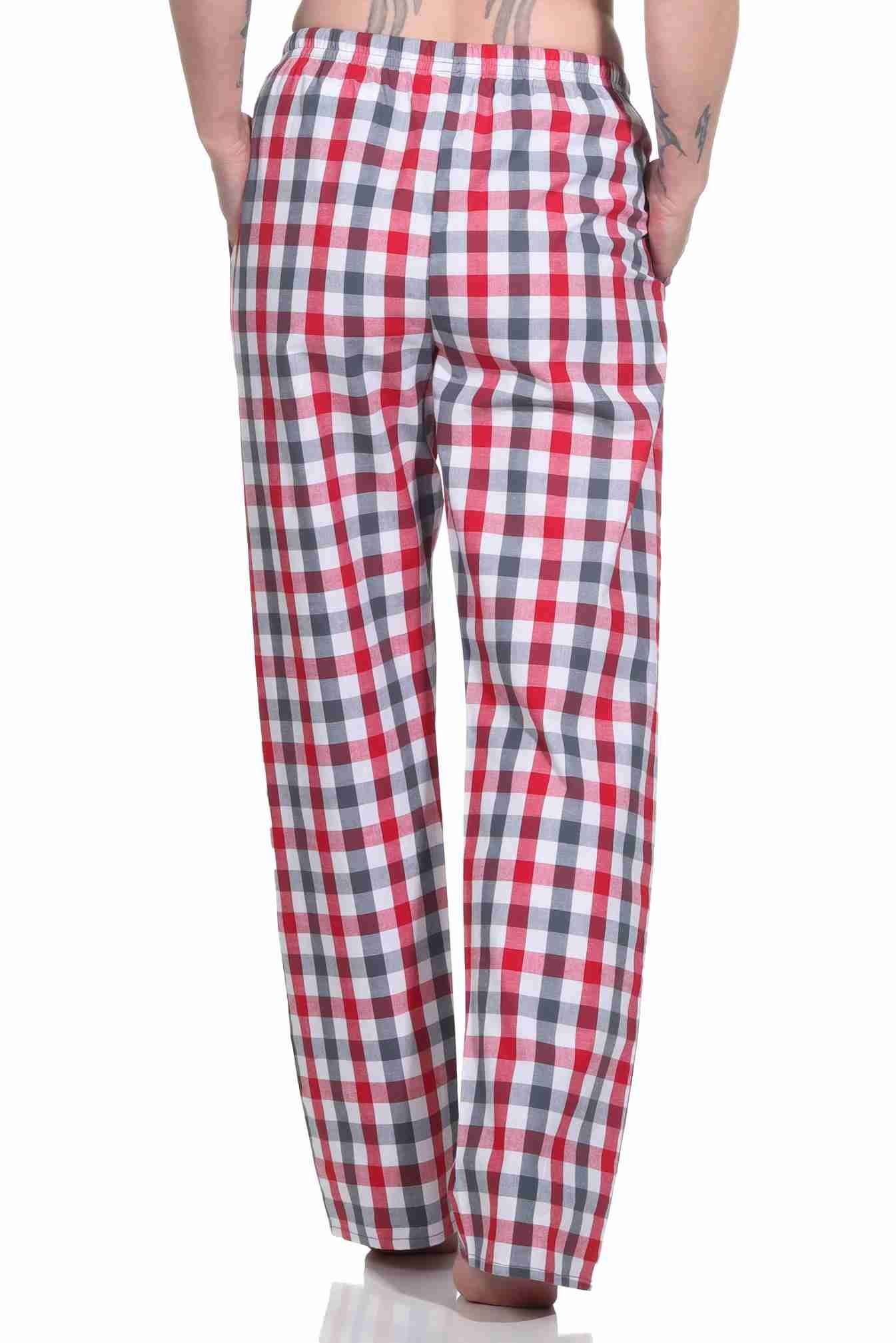 Baumwolle Damen lang rot1 zum Normann Hose aus Pyjama – Schlafanzug gewebt relaxen ideal