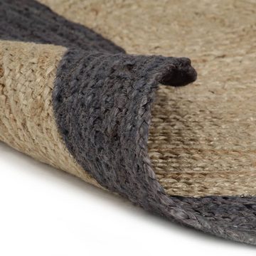 Teppich Handgefertigt Jute mit Dunkelgrauem Rand 150 cm, furnicato, Runde