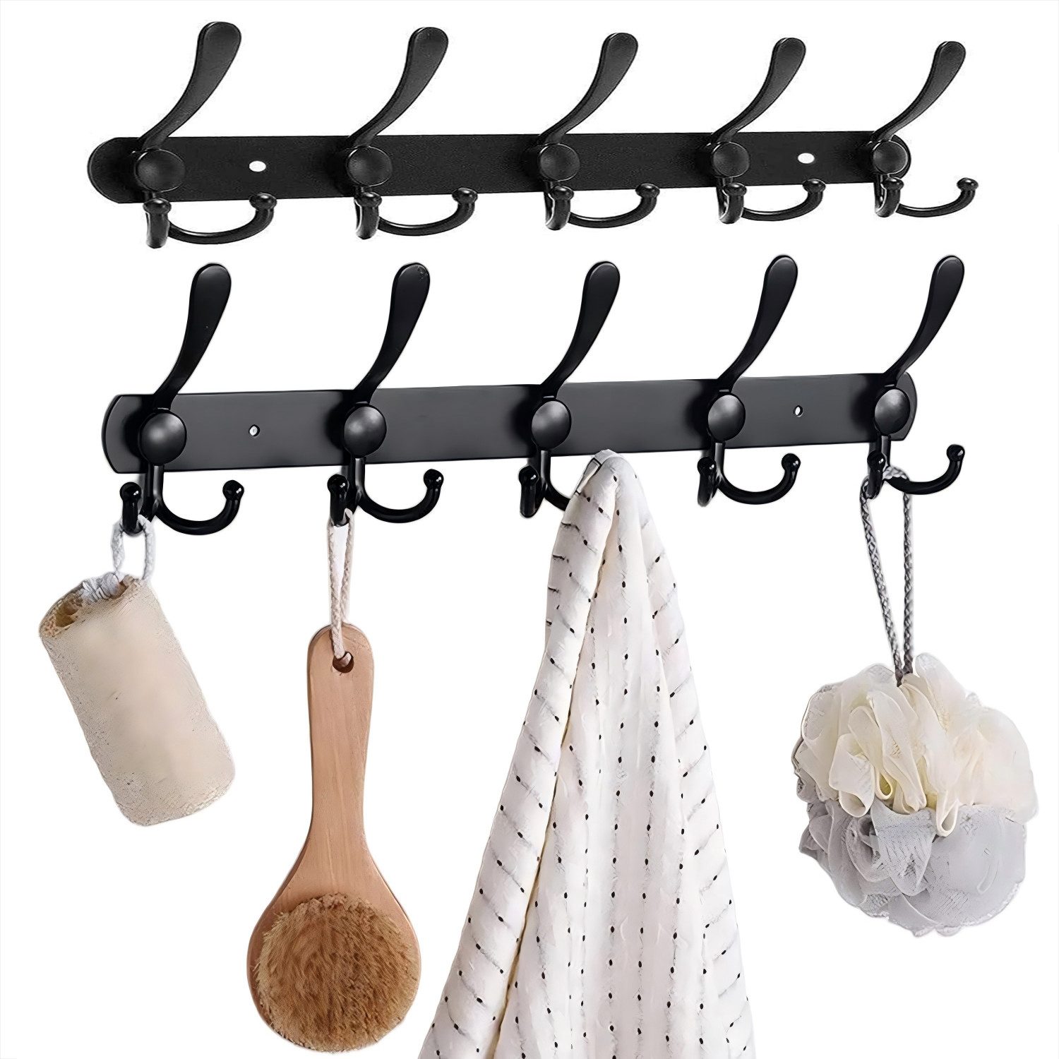 Refined Living Гачки гардеробні Garderobenleiste Wand,Handtuchhaken,Hakenleiste,Türhaken,mit 15 Haken (Garderobenleiste Wandmontage, Гачок для одягу Wand, Гачки гардеробні Edelstahl, Гачок для одягуleiste Schwarz Matt, Jackenhalter Wandmontage, Flur Garderobe Wand, mit 30 Haken Edelstahl Rostfrei, Mehr Kapazität, 2 St., Hohe Tragkraft, Wandgarderobe für Mantel, Handtuch, Hut, Tasche), Langlebig & robust,für Flur Küche Bad Schlafzimmer,Büro,Wohnzimmer