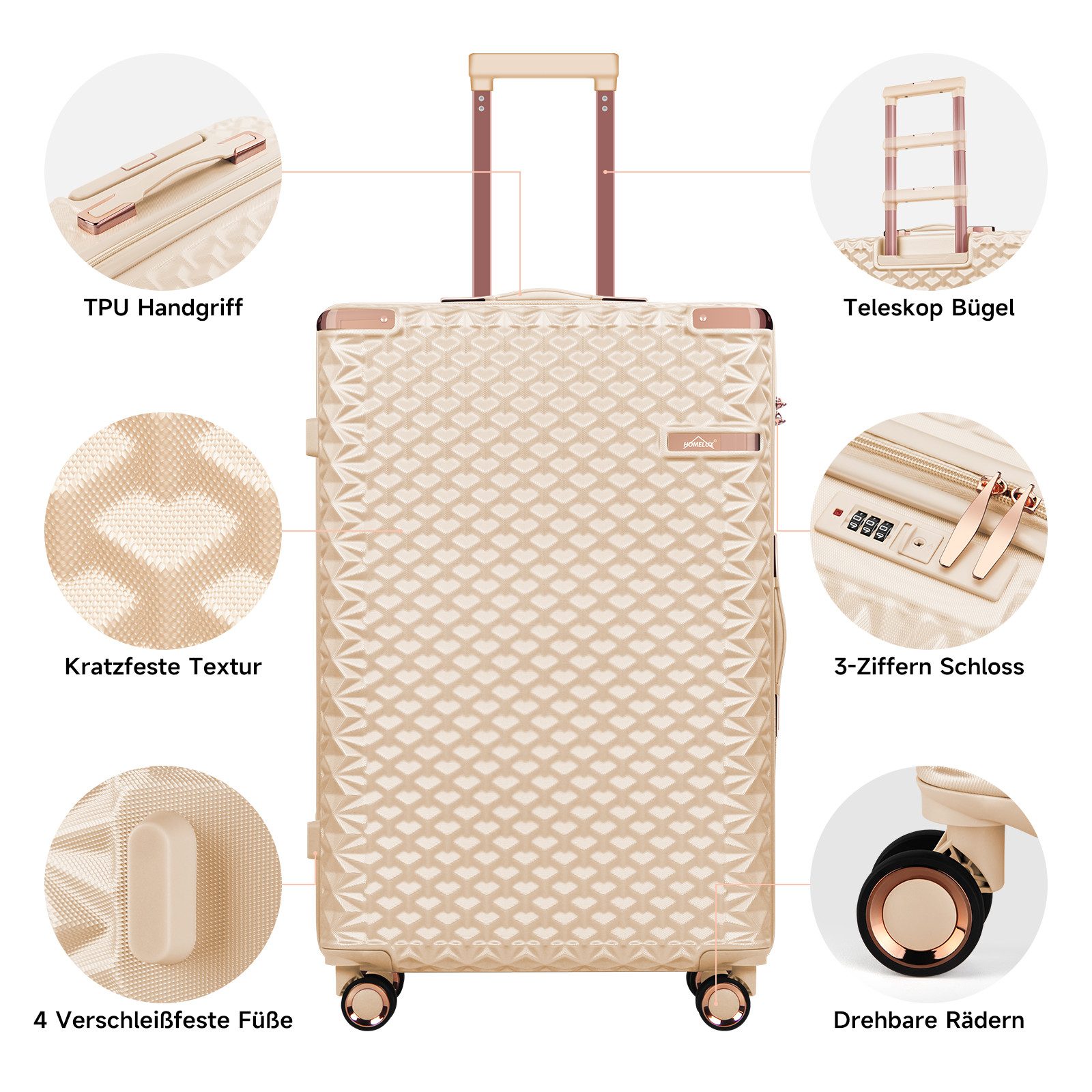 HOMELUX Kofferset Kofferset Reisekoffer 3er Set Hartschalen Koffer Trolley günstig online kaufen