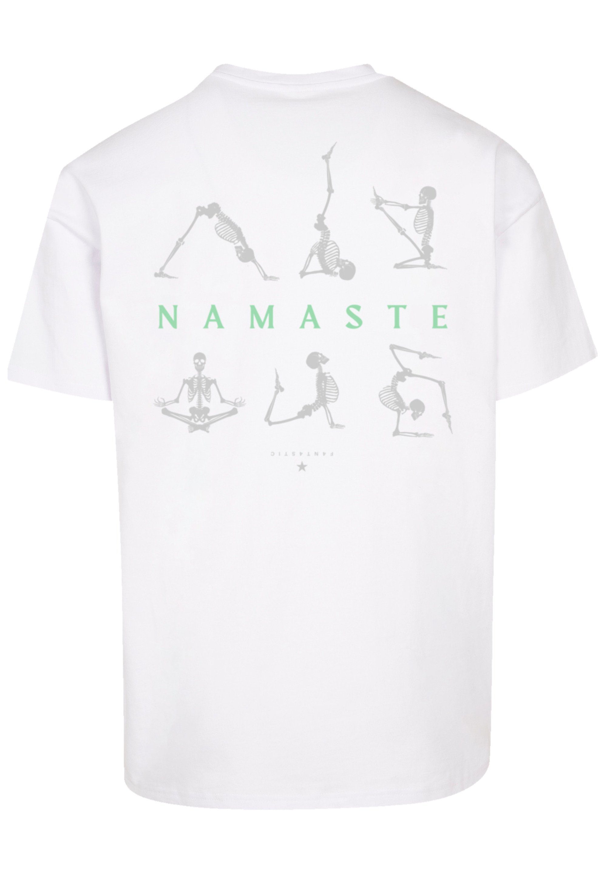 weiß F4NT4STIC Print Yoga Halloween Namaste T-Shirt Skelett