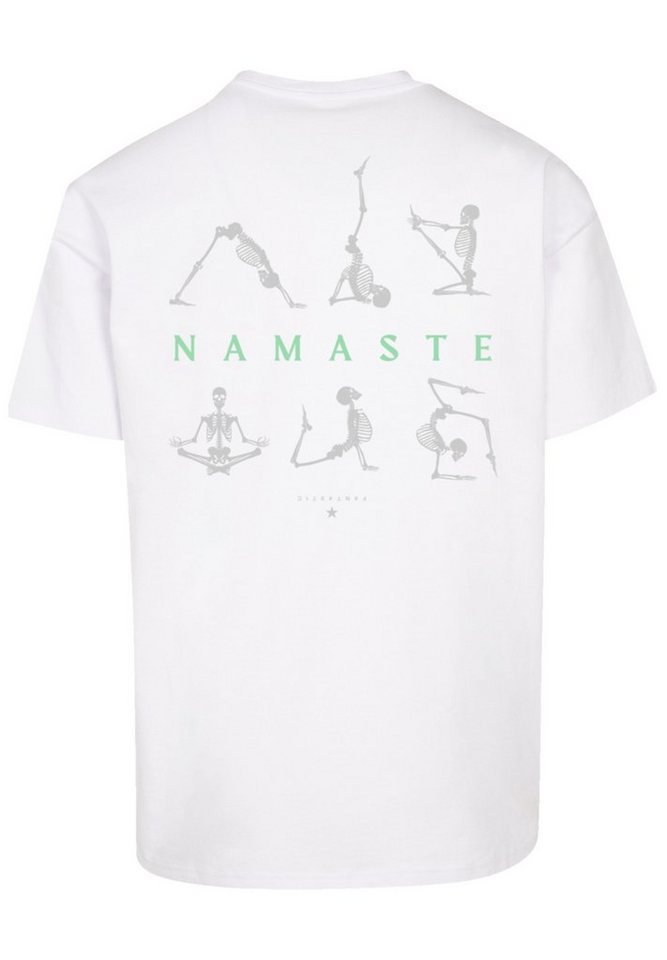 F4NT4STIC T-Shirt Namaste Print, überschnittene Skelett Passform Yoga Halloween und Weite Schultern