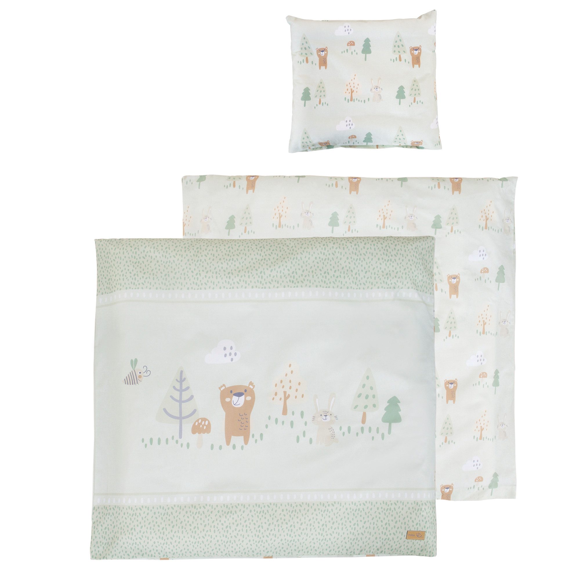 Babybettwäsche Woodland Buddies 80 x 80 cm - Bettwäsche mit Tier & Waldmotiven