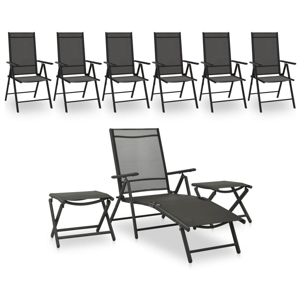 vidaXL Gartenlounge-Set 9-tlg. Garten-Lounge-Set Schwarz und Anthrazit, (1-tlg)