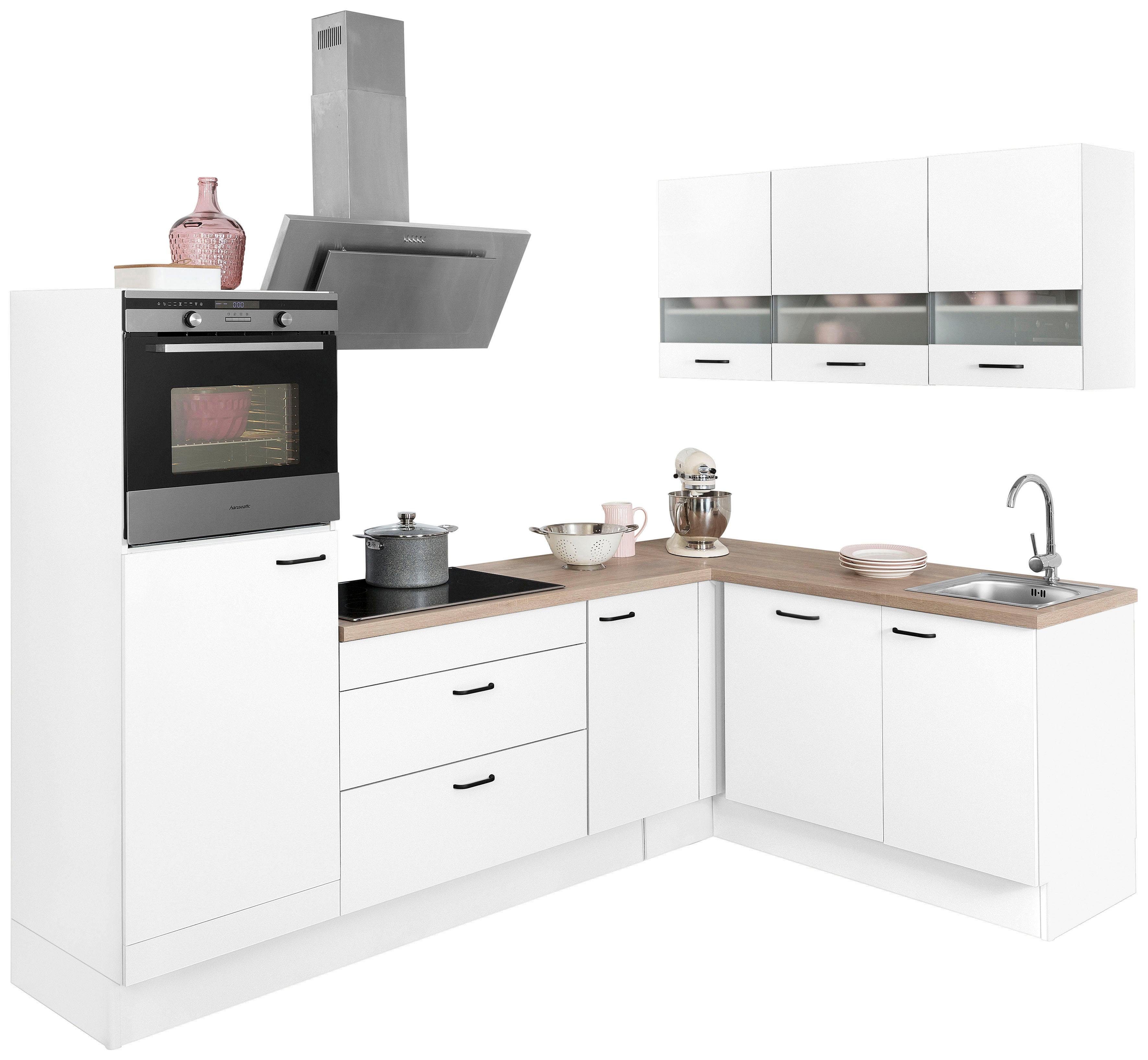 OPTIFIT Winkelküche Elga, Soft-Close-Funktion, höhenverstellbaren Füßen, Stellbreite 265 x 175cm
