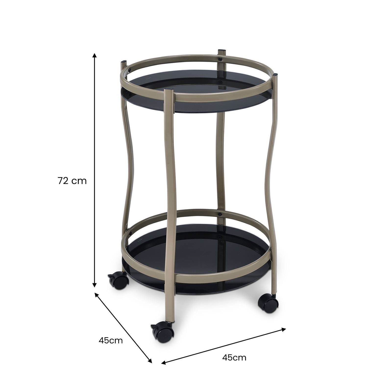 IDIMEX Servierwagen VEGA, Barwagen rund mit Rollen und 2 Glasböden Metall C günstig online kaufen